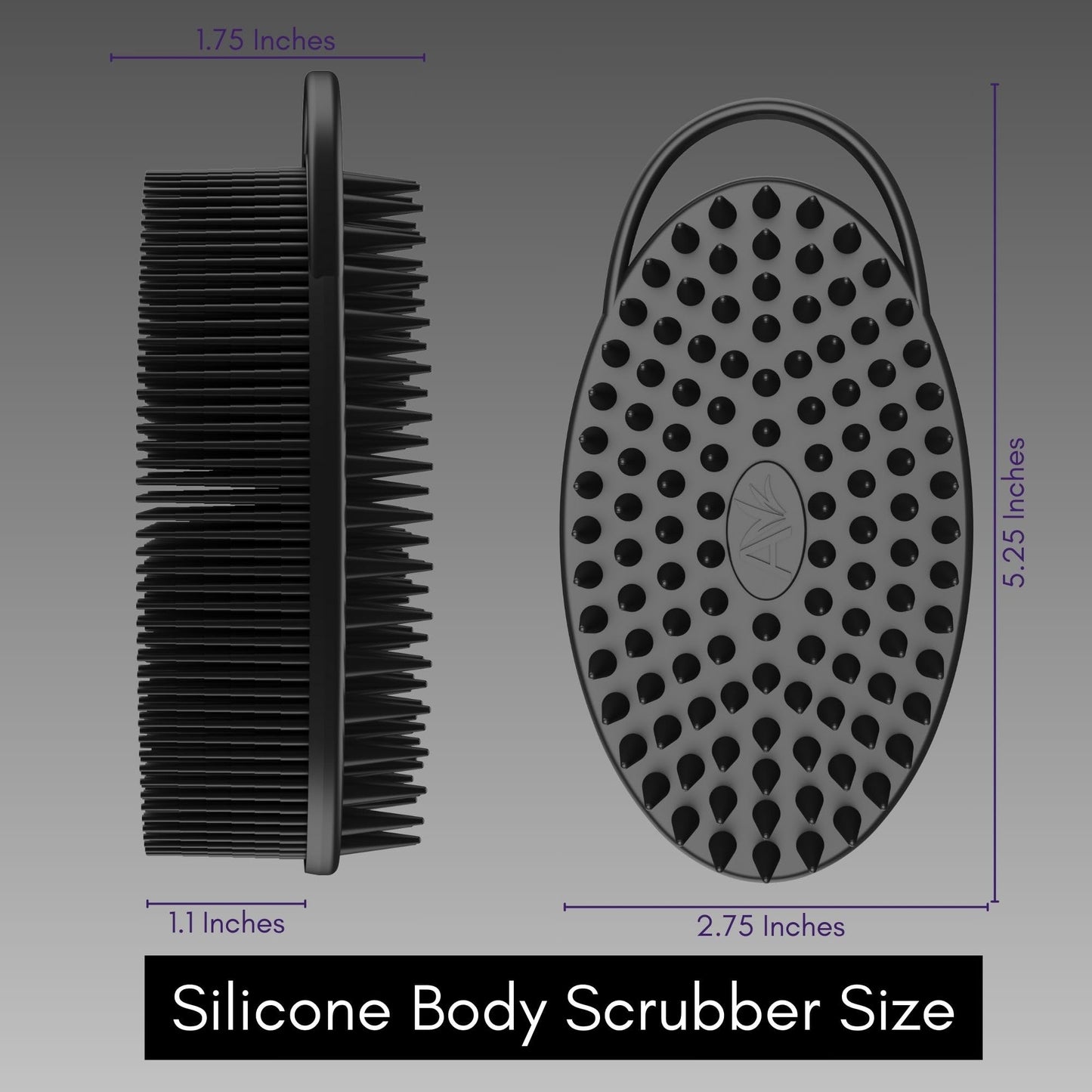 Avilana Silicone Body Scrubber – Gentle Shower Brush & Loofah Alternative- Food Grade & Lab Tested – Fast-Drying, Hygienic, BPA-Free Silicone Body Gentle Exfoliator (Black, Scalp)