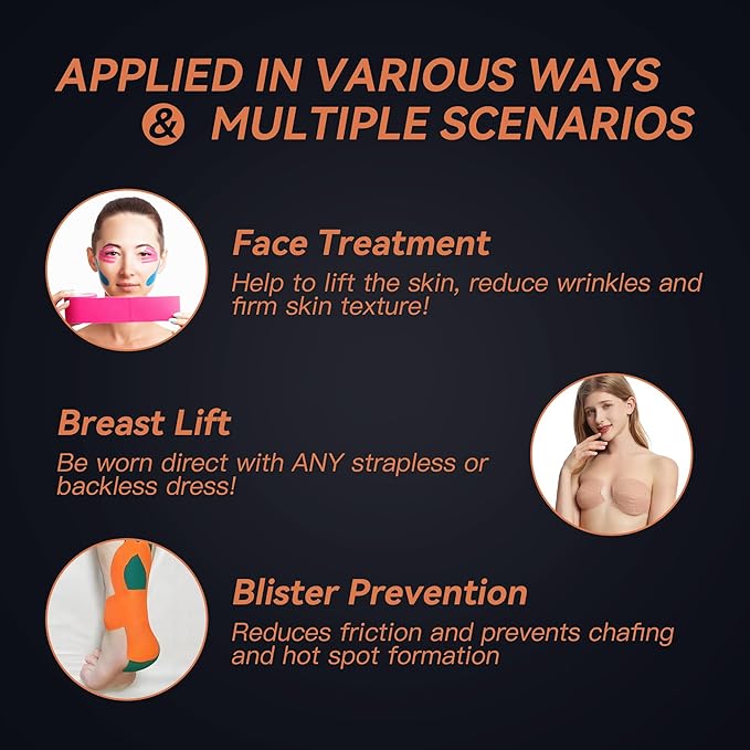 Kinesiology Tape 12 Rolls Sports Tape Athletic Kinesiology in Rainbow Mixed Colors, Muscle Tape for Support and Recovery