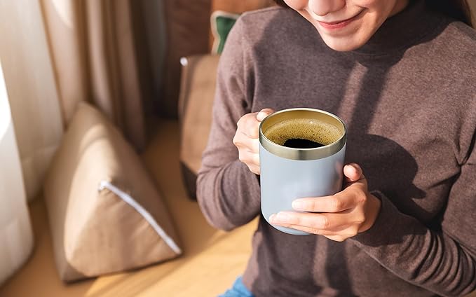 ALOUFEA 12oz Insulated Coffee Mug Cup with Handle, Stainless Steel Travel Coffee Mug with Flip Lid, Double Wall Vacuum Coffee Tumbler,Sage