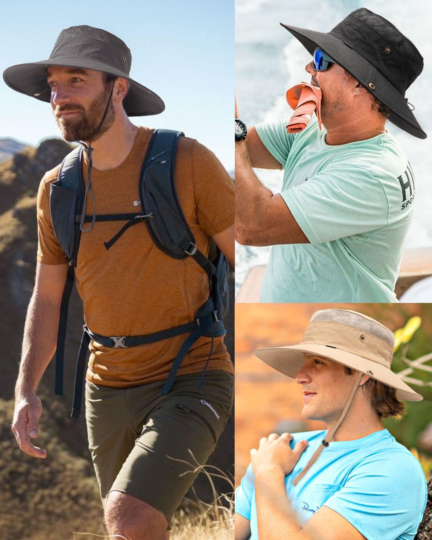 FURTALK Sun Hats for Men Women Fishing Hat UPF 80+ Breathable Wide Brim Hiking Summer UV Protection Bucket Hats Green