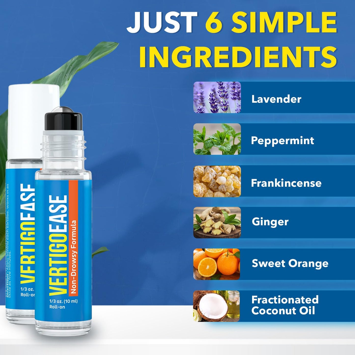 Basic Vigor Vertigo Ease Roll-On (10ml) - Natural & Fast-Acting Vertigo and Dizziness Support with Lavender, Ginger, Frankincense & Essential Oils - Combat Travel Sickness