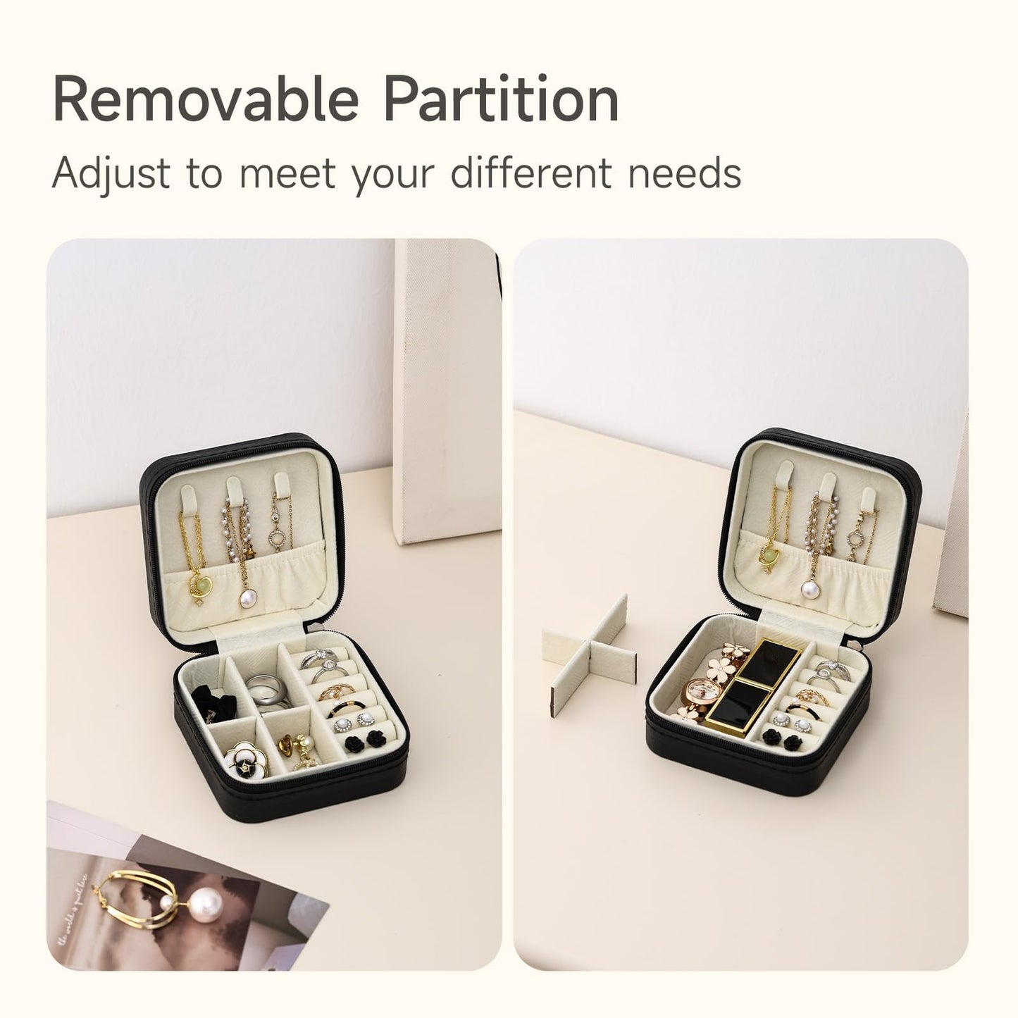 CASEGRACE Travel Jewelry Case, Small Jewelry Box Portable Jewelry Travel Organizer Display Storage Case for Rings Earring Necklace Bracelet, Gift for Women Girls, Green