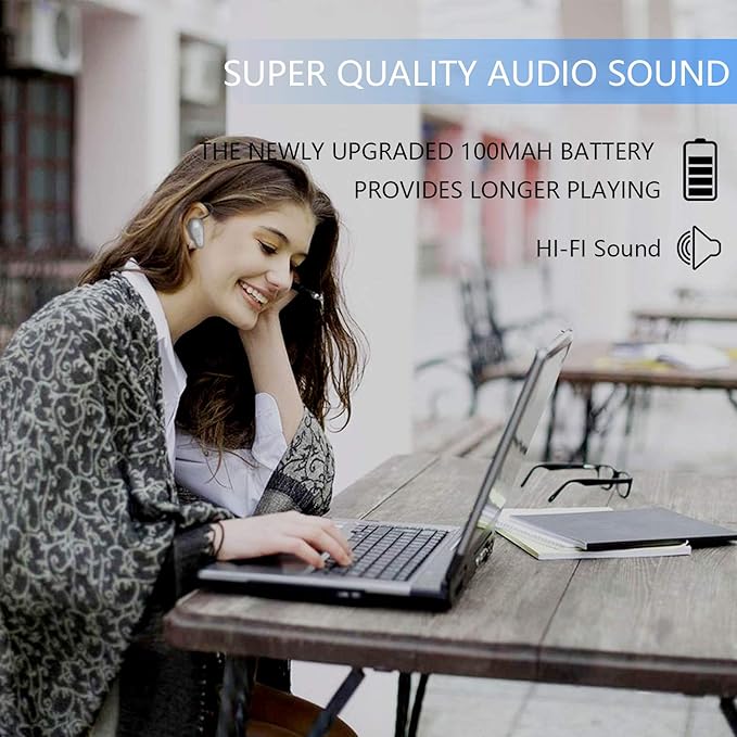 Bluetooth Headset, V5.0 Ultralight Wireless Headphone Cell Phone Earpiece with Mic Headsetcase, Volume Control, Handsfree Earbud for iPhone, Android,Samsung Smartphone