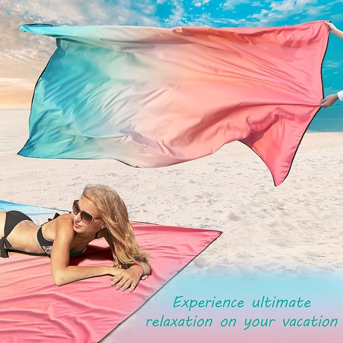AISPARKY Beach Blanket Waterproof Sandproof Extra Large Beach Mat 79" X 83"/120"x108" for 2-8 Adults Quick Drying Durable Outdoor Picnic Mat for Travel, Camping, Hiking