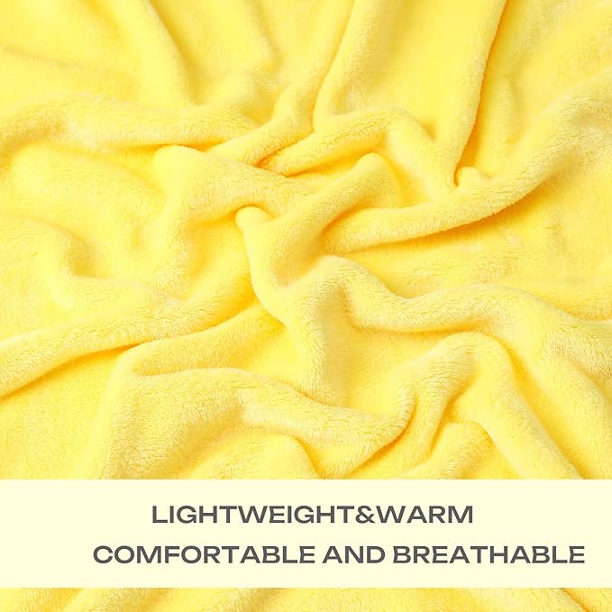 JIAHANNHA Yellow Throw Blanket Fleece Blanket 50"x60",Super Soft Cozy Plush Throw Blanket for Couch Sofa Bed,Warm and Lightweight Bed Blankets for Adults