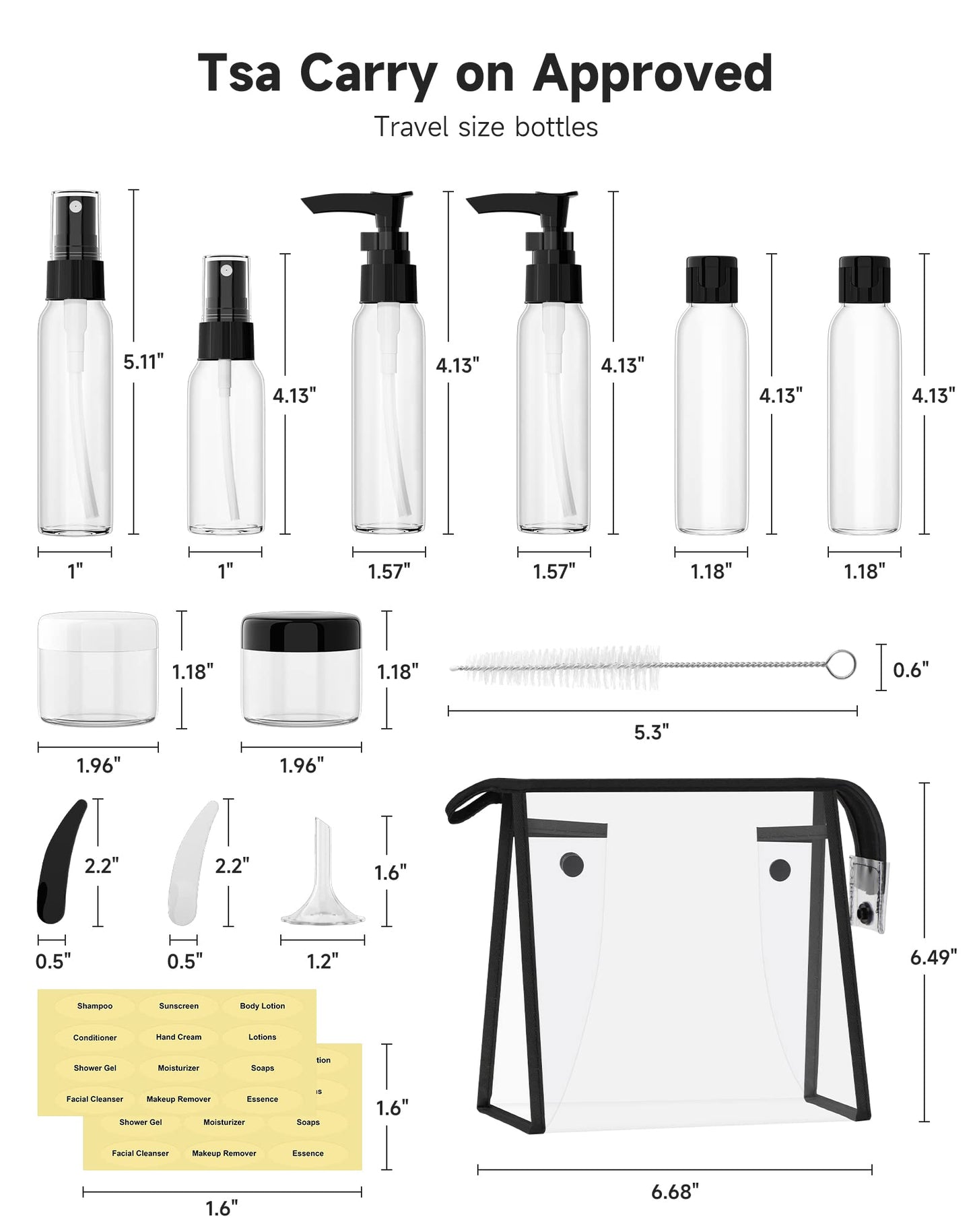 Morfone Travel Bottles Kits -TSA Approved Travelling Size Containers for Toiletries Leak Proof Refillable Liquid Travel Essentials with Toiletry Bag for Cosmetic Shampoo Conditioner Lotion