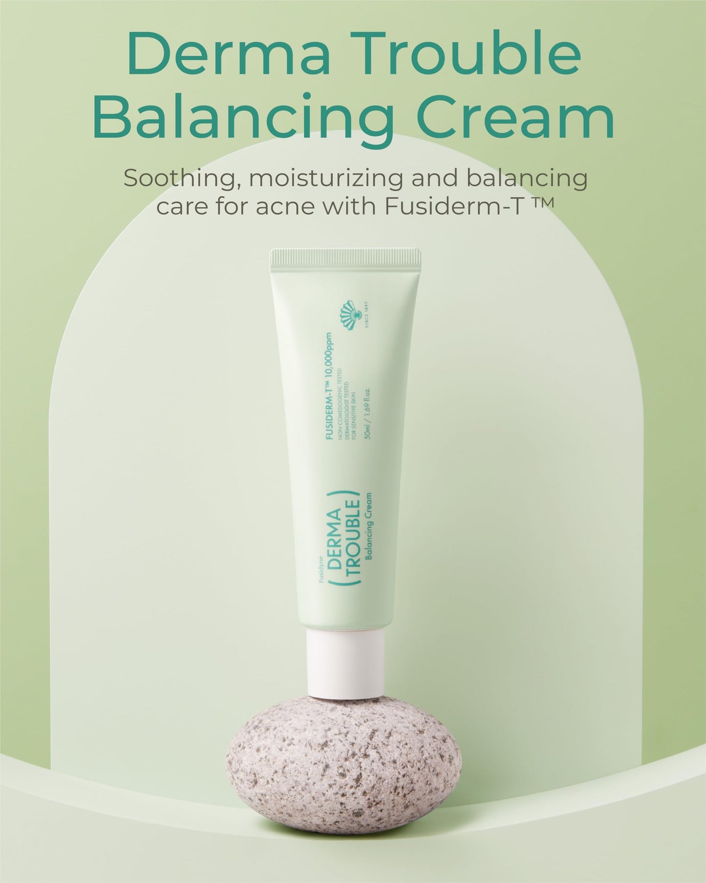 FUSIDYNE Derma Trouble Balancing Cream 1.7 fl oz | Skin Barrier & Oil Balancing Moisturizer for Sensitive, Blemish-Prone Skin | Korean Skincare with Fusiderm-T 10000ppm