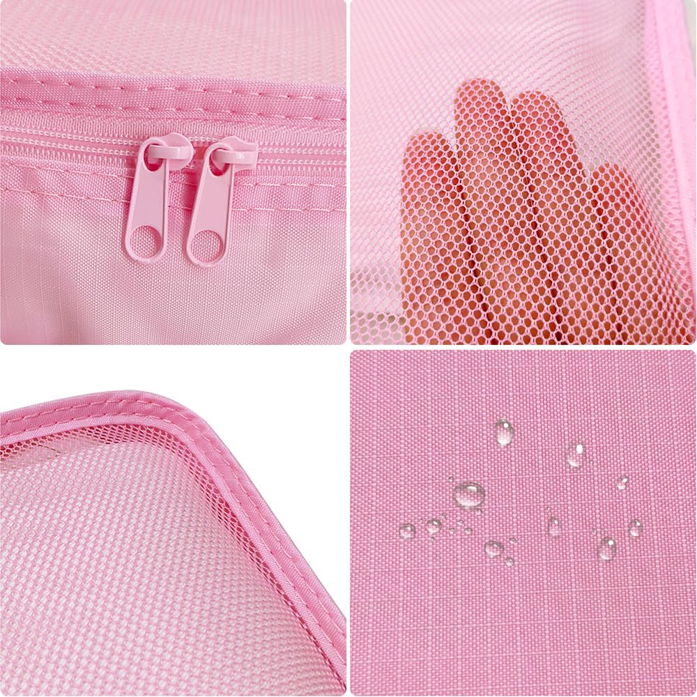 Packing cubes for Travel, CALACH Luggage Organizer Bags 6 Set Packing Cubes for Suitcases Travel Essentials for Carry on Mesh Suitcase Organizer with Shoe Bag (pink)