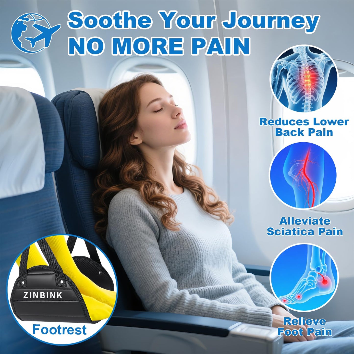 Airplane Foot Hammock, Portable Foot Hammock for Plane Travel to Relax Your Feet, Plane Travel Essentials Comfy Foot Rest Hanger Plane Footrest for Long Trip