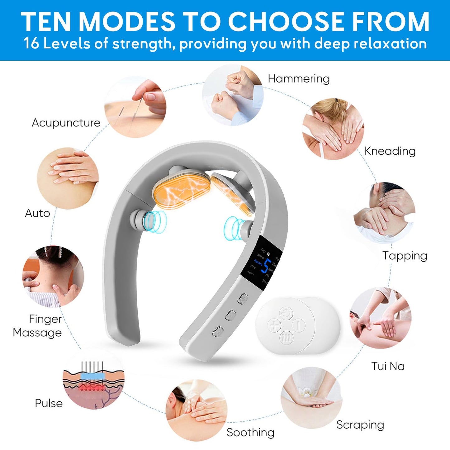 asomooh Neck Massager for Pain Relief Deep Tissue,Electric Portable Neck Massager with Heat for Women Men