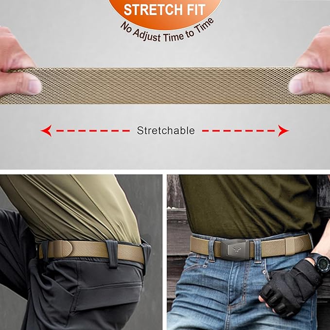 BULLIANT Men Belt 2 Pack,Nylon Web Holster Belt Stretch for Gift Men Outdoor Work Sports Hunting Hiking,Quick Release