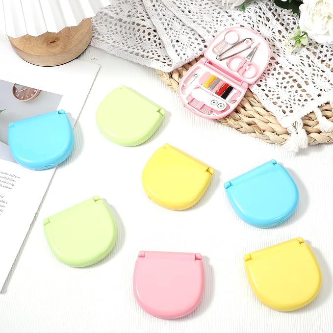 AHQiZFX 40 Pack Mini Travel Sewing Kit, Portable Sewing Tool Kits, Beginner Emergency Sewing Repair Kit with Threads Scissors Hand Sewing Needles, Plastic Sewing Kit, DIY Sewing Supplies (4 Colors)