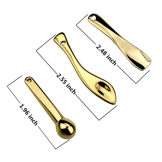 GOERTI 3Pcs Metal Makeup Spatula Mini Spoon and Eye Cream Massage Sticks Beauty Scoop for Facial Cosmetic Face Cream