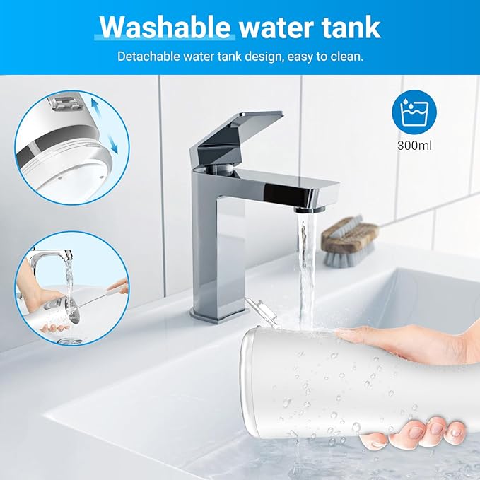 Betterchoi Water Flossers for Teeth, Portable Cordless Water Dental Flosser Teeth Pick, Oral Irrigator – 4 Cleaning Modes, 1800 Pulses, IPX7 Waterproof, USB Type-C Charging for Home Travel, White