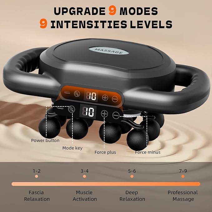 AdamPark 12-Head Massage Gun Set, Deep Tissue Muscle Massagers Tools Electric Percussion Massagers with 9 Modes Quiet Massager for Back Pain Full Body Muscle Pain Relief, Ideal Gifts for Women, Men