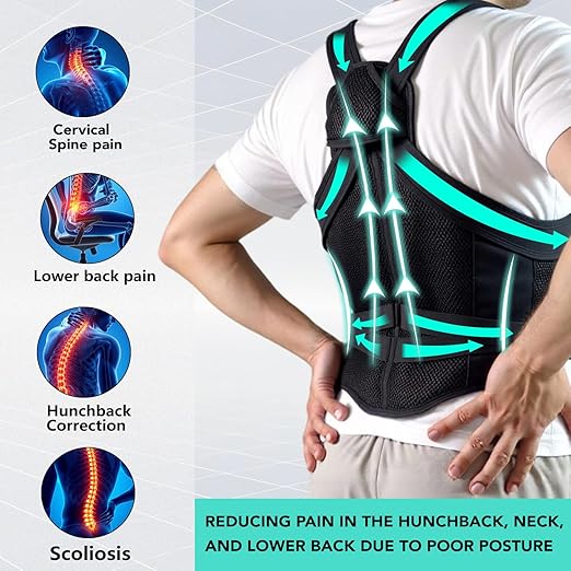 Back Brace Posture Corrector for Women and Men Comfy Shoulder Straightener, Pain Relief: Upper/Lower Back.Support for Scoliosis, Hunchback, Thoracic Spine Upgraded Full Back Support, Small, Black