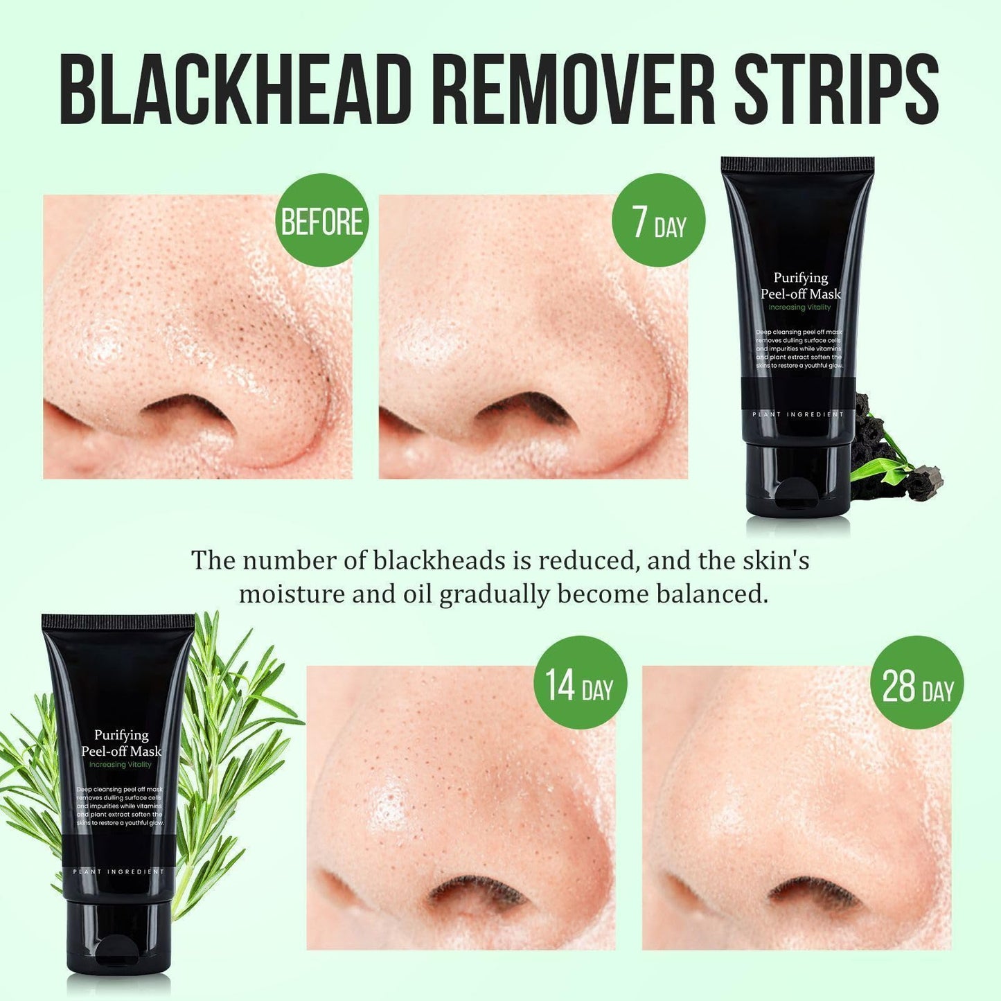 Blackhead Remover Mask for Face - Peel Off Black Mask, Charcoal Nose Blackhead Remover Mask, Deep Cleansing Blackhead Pores Acne for Skincare
