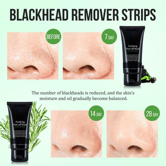 Blackhead Remover Mask for Face - Peel Off Black Mask, Charcoal Nose Blackhead Remover Mask, Deep Cleansing Blackhead Pores Acne for Skincare