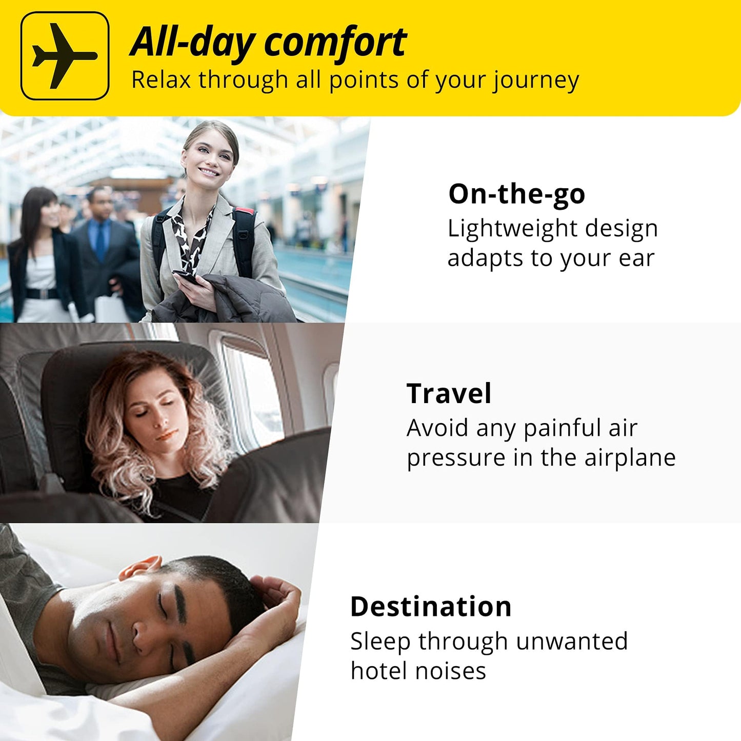 Alpine FlyFit - Earplugs for Pressure Relief & Preventing Ear Pain While Flying - Airplane Travel Essentials - Comfortable Reusable Hypoallergenic Earplugs with Ultra Soft Filter