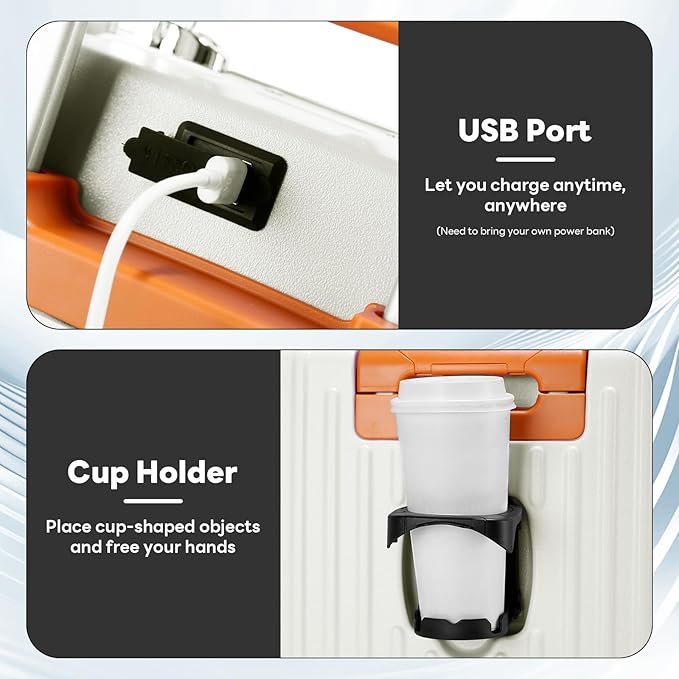 18 Inch Carry On Luggage Suitcase Locks TSA Approved Hardside Lightweight Suitcase with Cup Holder TSA Lock Carry On Luggage with USB Port Phone Holder Suitcases with 360° 8 Double Spinner Wheels