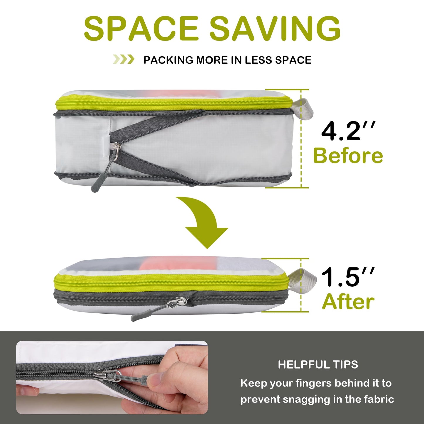 Cipway Mesh Compression Packing Cubes, Ultralight See Through Luggage Organizer Bags, Travel Essentials for Carry on Suitcase（3 Pcs,White）