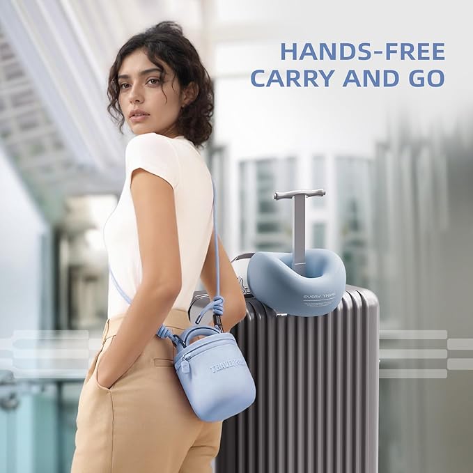 Travel Pillow - Memory Foam Neck Pillow Airplane, Neck Travel Airplane Pillow for Long Flight, 360º Support Plane Pillow, Machine Washable (Blue)