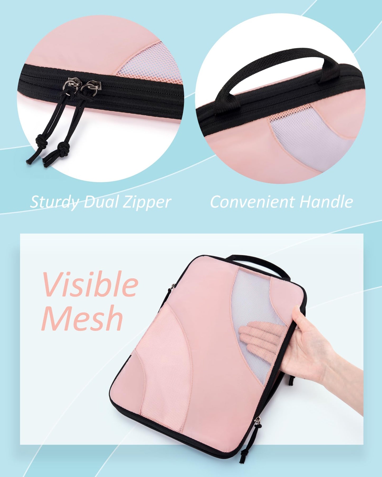 BAGSMART Compression Packing Cubes, 2 Set Travel Packing Cubes for Carry on Suitcases, Compression Suitcase Organizers Bag Set & Travel Cubes for Luggage, Lightweight Packing Organizers White Opals