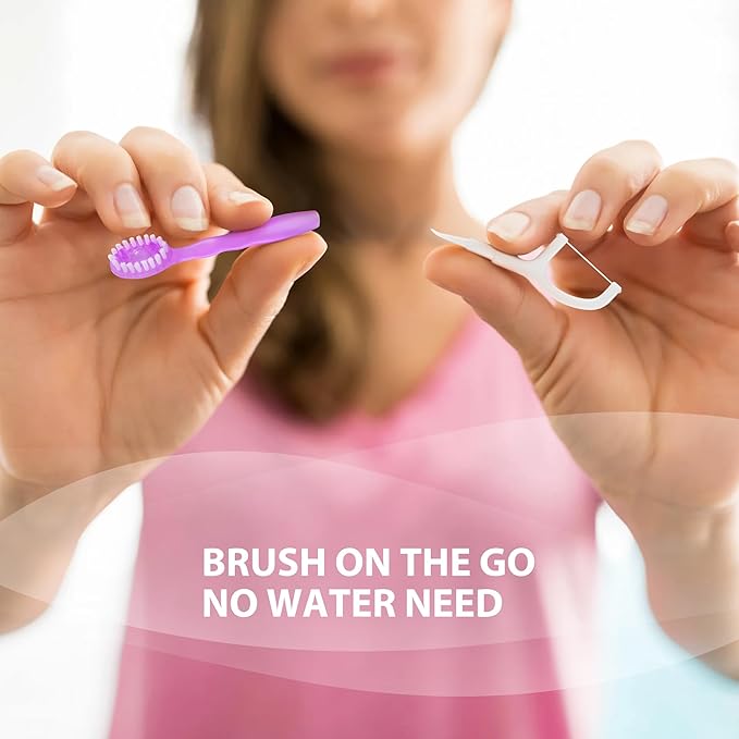 B Rush Prepasted All in 1 Toothbrush, Complete Oral Care 5 in 1 Toothbrush, Include Toothpaste,Tongue Cleaner,Dental Floss and Pick,Individual Wrapped Disposable for Travel and Daily Care, Pack of 24