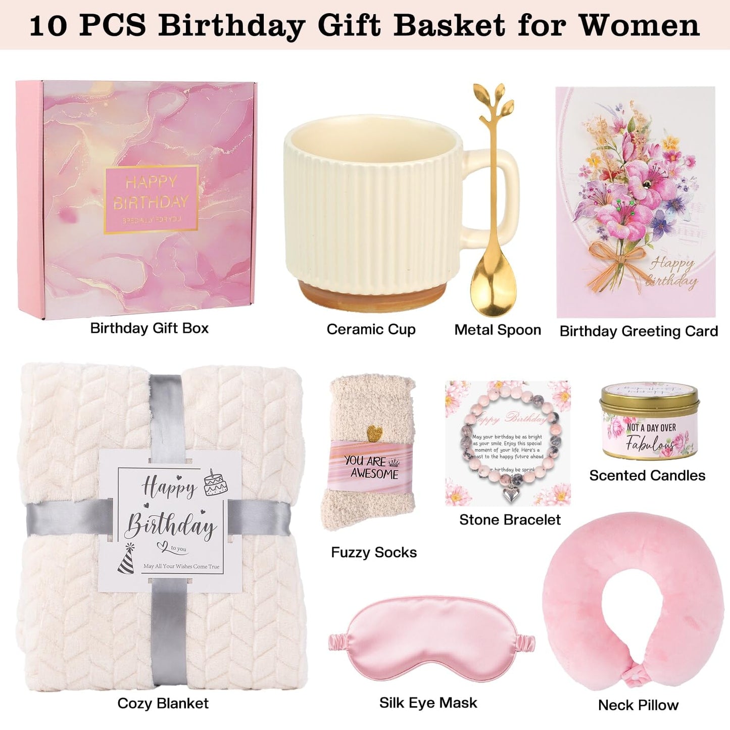 Birthday Gift Basket for Women, Birthday Gifts for Women Friendship Mom Sister Best Friend Her Wife Girlfriend Daughter Aunt Sister, Thoughtful Self Care Relaxing BD Gift Baskets