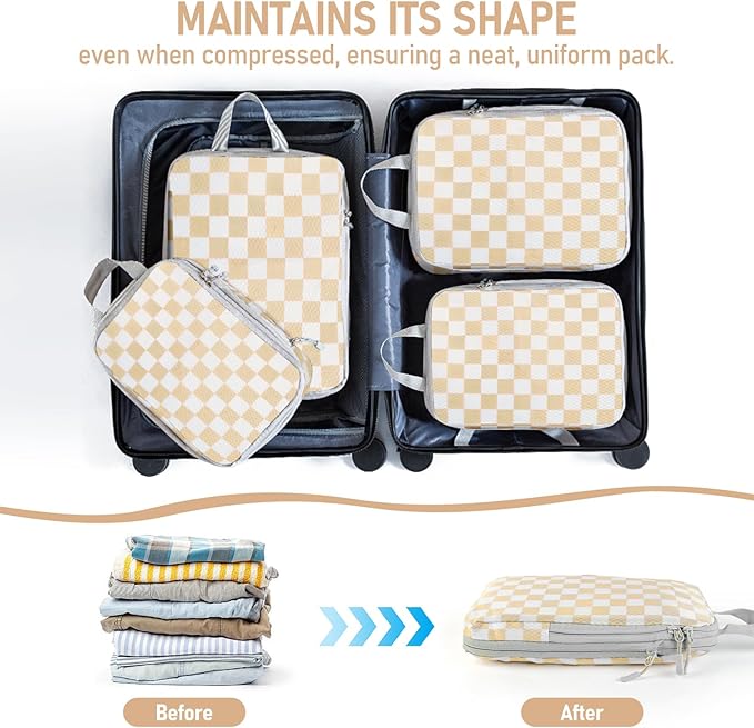 4-Piece Packing Cube Set - Lightweight Luggage Organizers for Travel, Vacation and Suitcases - Durable Accessories with Compression