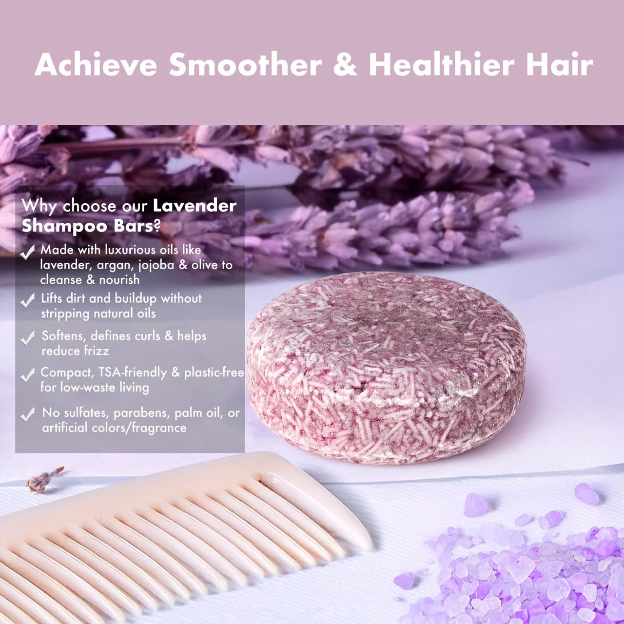 Lavender Shampoo and Conditioner Bar Set – Eco-Friendly, Vegan, Sulfate & Palm-Oil Free – Argan and Shea Oils for Hydration and Curl Definition – Travel-Friendly Packaging
