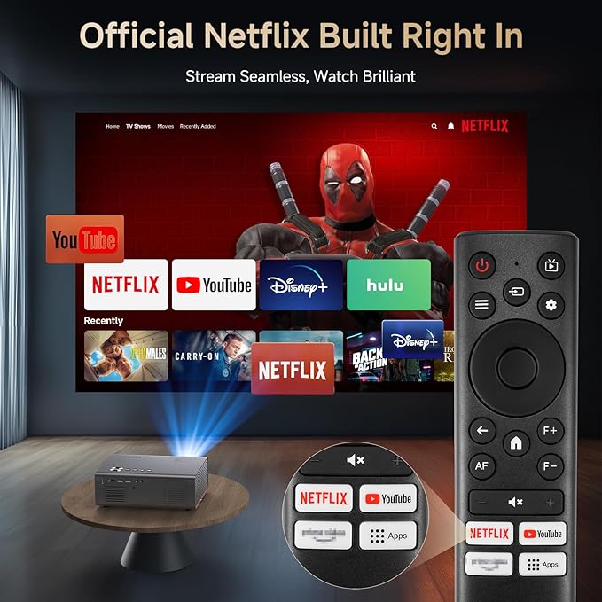 4K Projector with Netflix& Dolby Audio, 1200ANSI Auto Focus&6D Keystone Kogata Smart Projector with Built in Apps Outdoor Movie Proyector with WiFi 6 Bluetooth for Home Theater UPGRADE