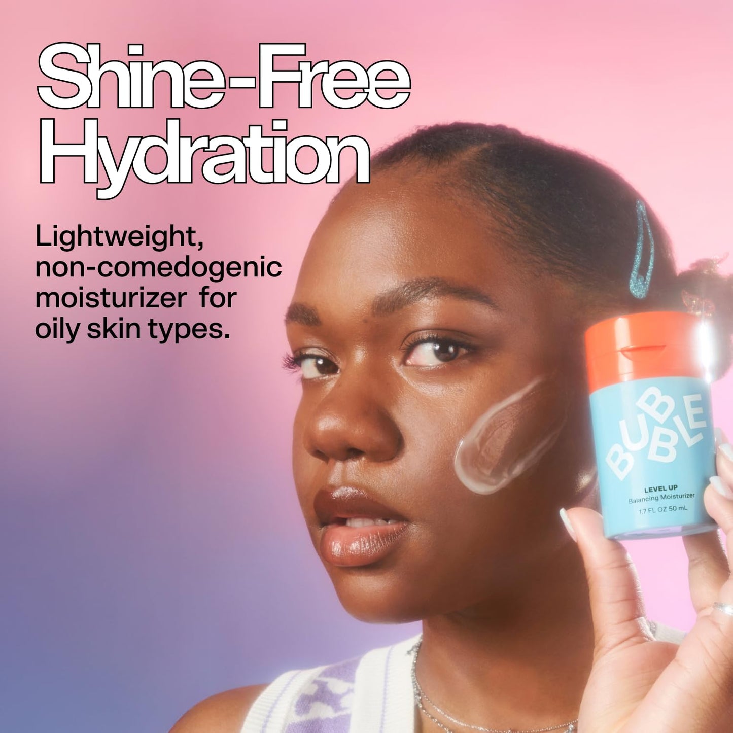 Bubble Skincare Level Up Gel Face Moisturizer for Oily Skin - Balancing + Hydrating Face Lotion with Niacinamide + Zinc to Improve Texture + Reduce Shine - Daily Lightweight Facial Moisturizer (50ml)