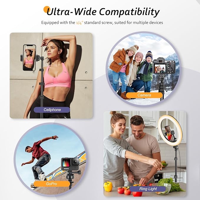 Aureday 62" Phone Tripod Accessory Kits, Camera & Cell Phone Tripod Stand with Wireless Remote and Universal Tripod Head Mount, Perfect for Selfies/Video Recording/Vlogging/Live Streaming