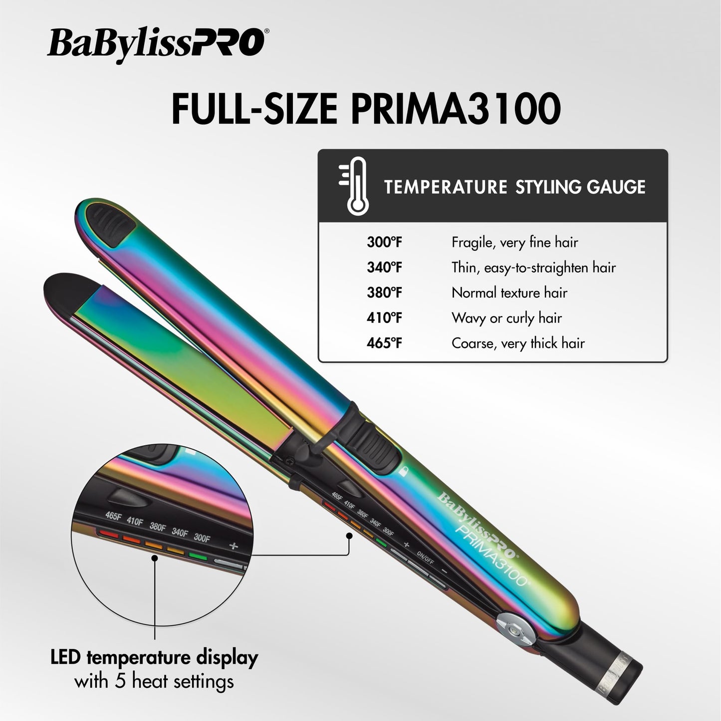 BabylissPRO® Nano Titanium™ Iridescent Prima3100 & Prima2000 Styling Irons Prepack