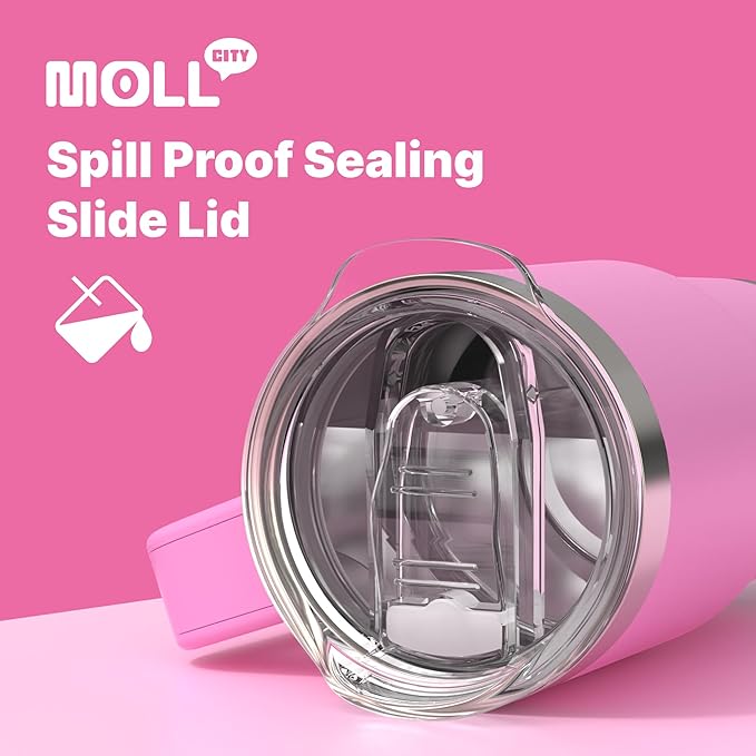 Kids Tumbler-16 oz Stainless Steel Double Wall Vacuum Insulated Tumbler Cup with Lid and Straw Travel Coffee Mug with Handle(Orange)