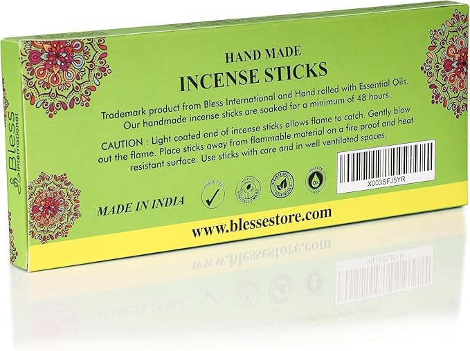 Bless-Green-Tea-Incense-Sticks 100%-Natural-Handmade-Hand-Dipped-Incense-Sticks Organic-Chemicals-Charcoal-Free Purification-Relaxation-Positivity-Yoga-Meditation Best-Woods-Scent (500 Sticks(26 OZ))
