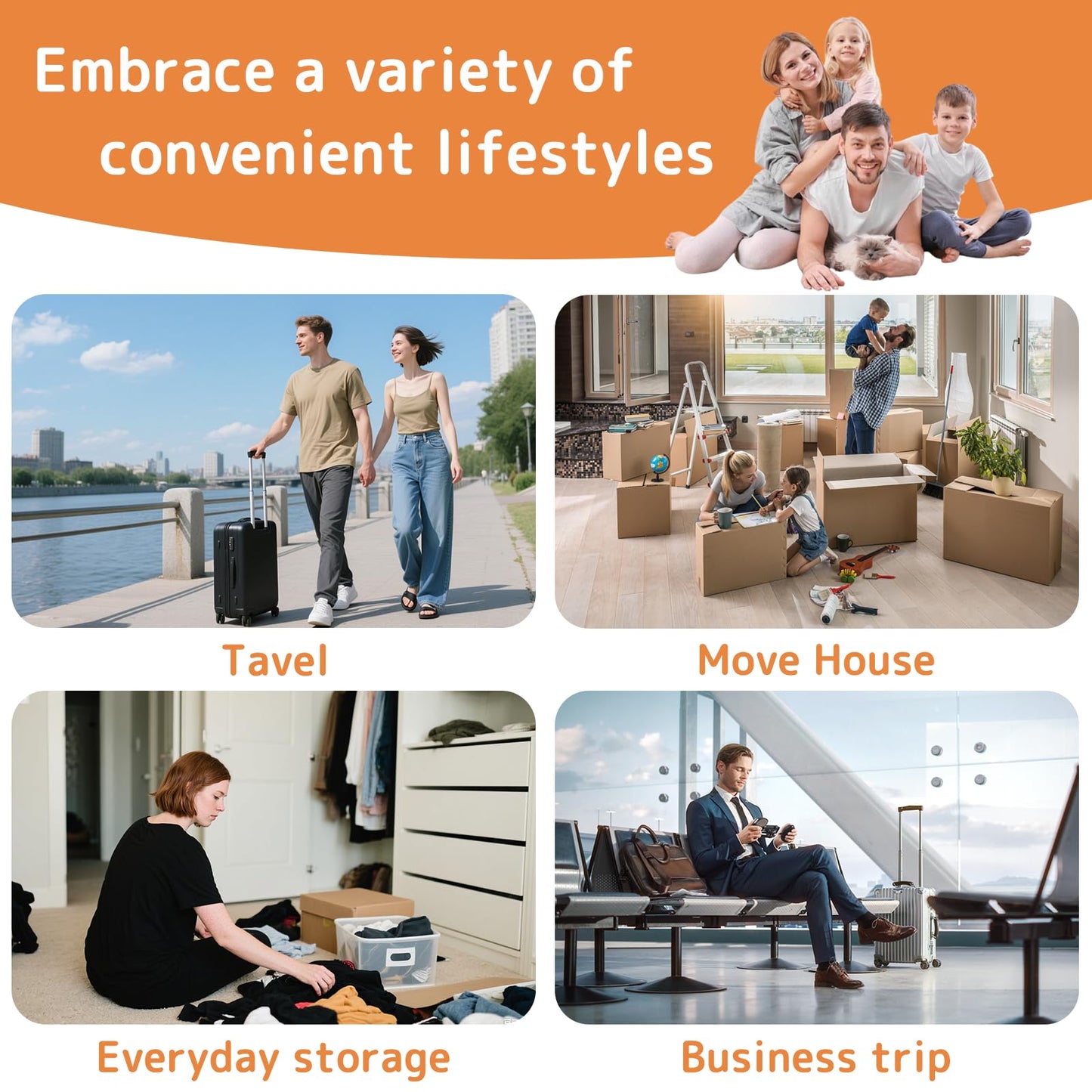 12 Pack Vacuum Bags for Travel with Rechargeable Air Pump, Carry-On Compression Bags for Luggage and Suitcase, Space Saver Storage for Clothing and Travel Organization