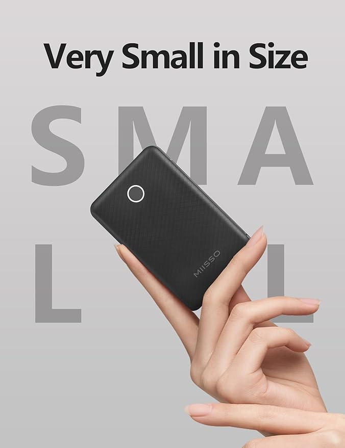 6000mah Ultra Slim Built in Cables Power Bank, Card Size Built in USB C Cords Battery Pack Portable Charger for Phones, 3 Output External Battery Pack Compatible with iPhone, Samsung, Deep Black