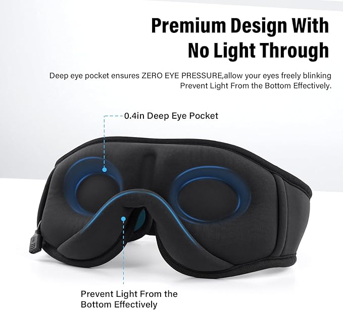 Sleep Mask with Bluetooth Headphones, 3D Sleep Mask Wireless Music Eye Mask for Sleeping Side/Back Sleepers Sleep Headphones Gift (Turquoise)