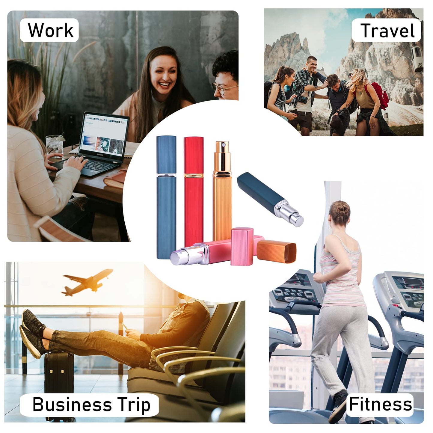 12ML Perfume Atomizer Bottle Refillable,Mini Portable Spray Bottle,Scent Pump Case,With Dispenser tool,for Out Side Work Travel Fitness (Pack of 6)