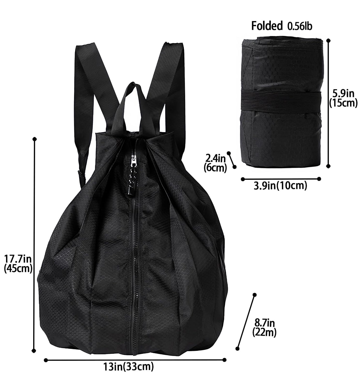 CAFINY Ultra Lightweight Waterproof Small Hiking Backpack,Packable, Foldable Collapsible For Beach, Camping And Gym,Small Gym Bag, Casual daypacks, Travel Backpack, (Black)