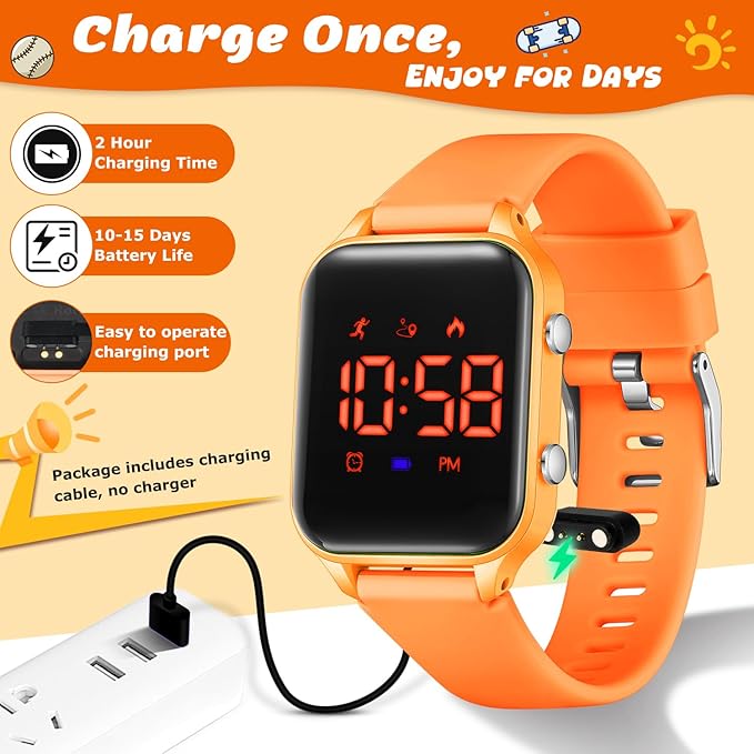 Kids Digital Watches for Boys Girls, Sports Watch with Fitness Tracker, Pedometer, Alarm Clocks, Stopwatch, No App Needed Waterproof Kids Watch, Gift for Teens Student Girls Boys Ages 5-14