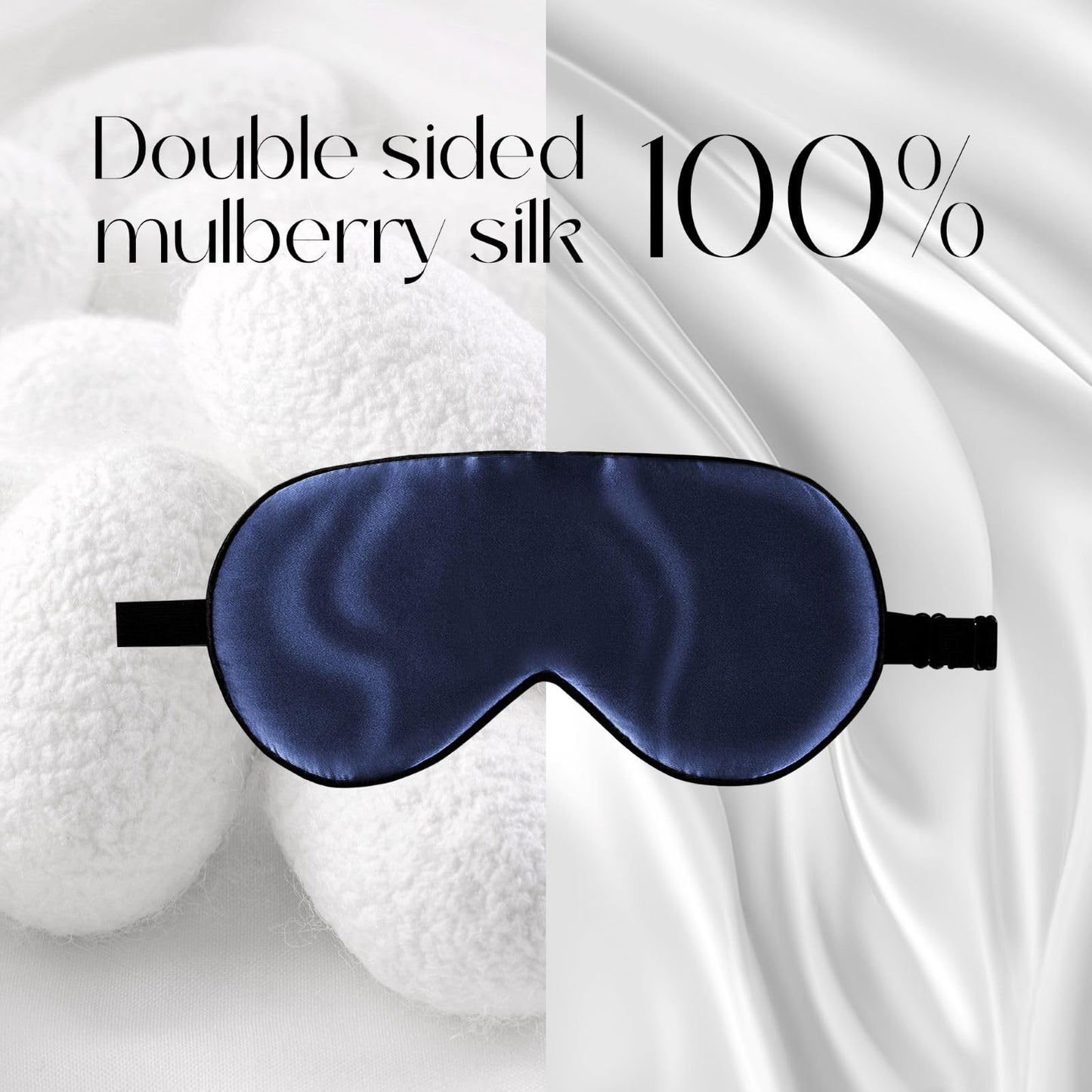 ZIMASILK 100% Natural Silk Sleep Mask Blindfold,Adjustable Super-Smooth Soft Eye Mask for Sleep with Bag(Good Night - Black)