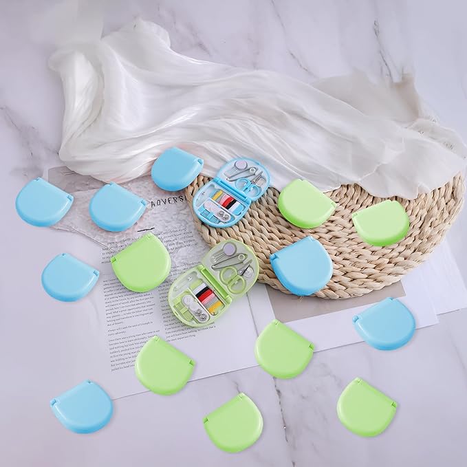 20 Pack Mini Travel Sewing Kit, Portable Sewing Tool Kits, Beginner Emergency Sewing Repair Kit with Threads Scissors Hand Sewing Needles, Plastic Sewing Kit, DIY Sewing Supplies (Blue, Green)