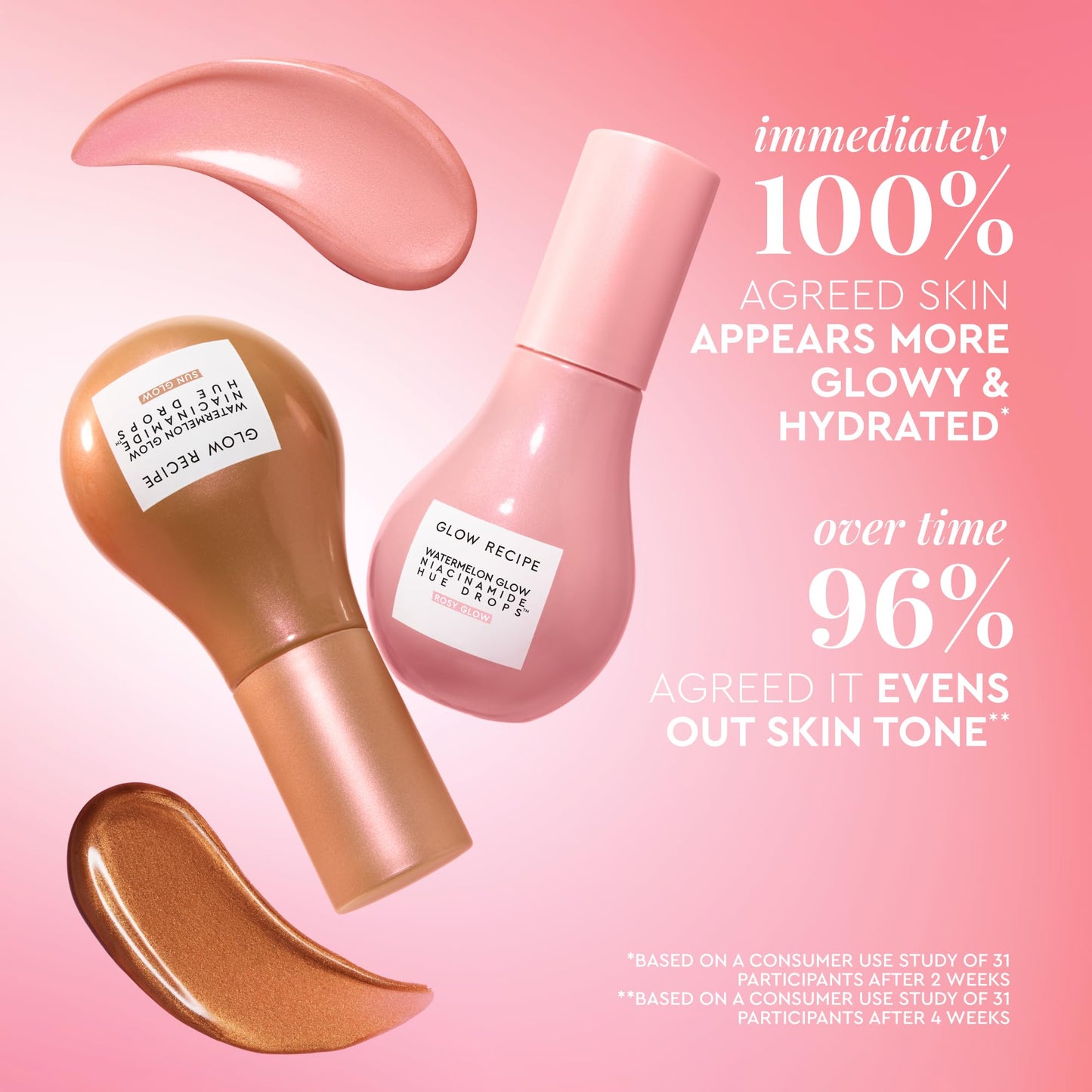 Glow Recipe Illuminating and Bronzing Hue Drops - Makeup Skincare Hybrid Duo - Sun Glow Mini (15 ml) + Full Size Rosy Glow (40 ml) - Tinted Face Serums for Hydrated All‑Over Dewy Glow
