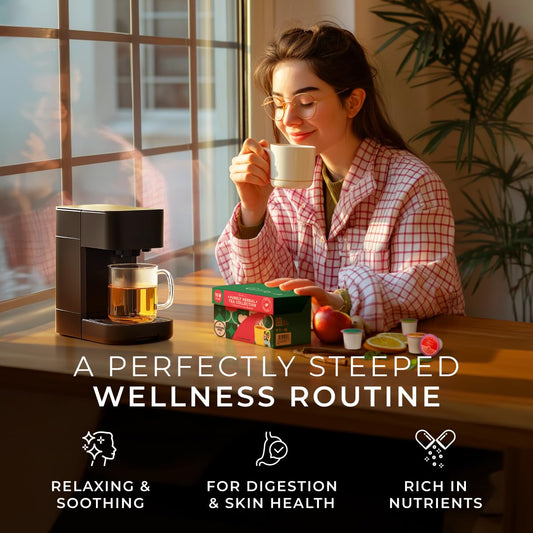 Gya Tea Co Caffeine Free Tea Gift Set Purely Herbal Collection Tea Pod (16 ct) - 7 Flavors Assorted Variety Pack with Hibiscus, Chamomile & Ginger