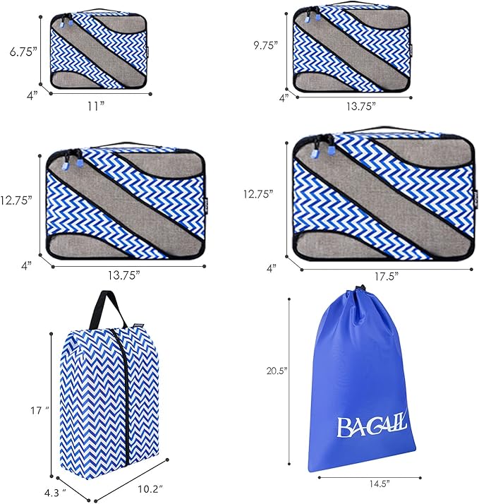 BAGAIL 6 Set Packing Cubes,Travel Luggage Packing Organizers