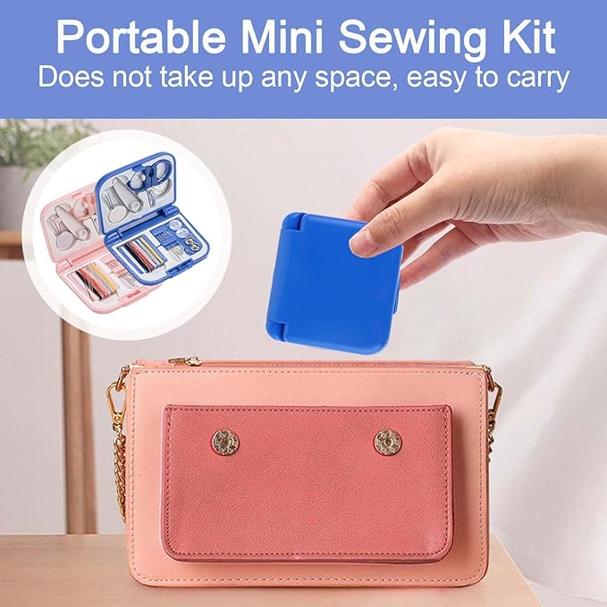 2 Pack Mini Travel Sewing Kit, Portable Sewing Kit, Emergency Sewing Kit Travel Small, Beginners DIY Sewing Thread Needle Threader Scissors Kit for Women, Mom, Traveler, Adults, Beginner