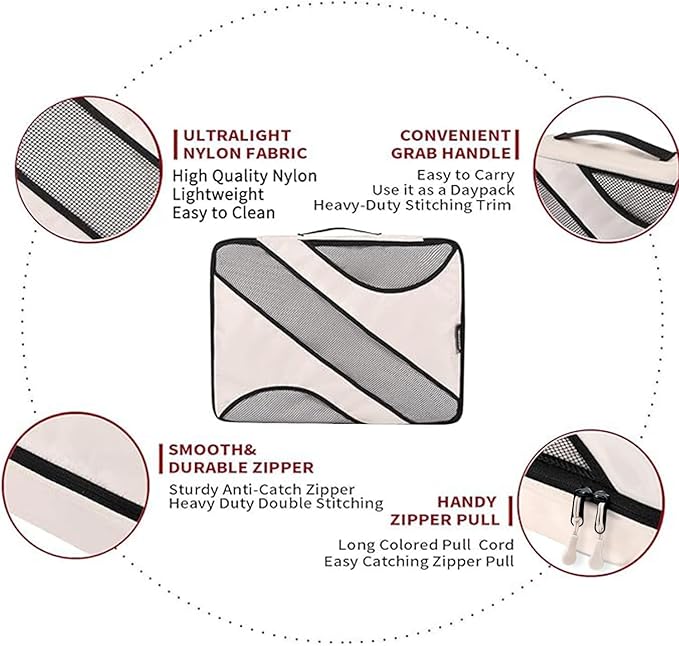 BAGAIL 6 Set Packing Cubes,Travel Luggage Packing Organizers